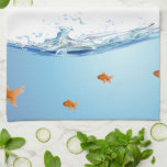 Goldfish under water aquarium kitchen towel