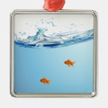 Goldfish under water aquarium metal ornament