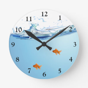 Goldfish under water aquarium round clock