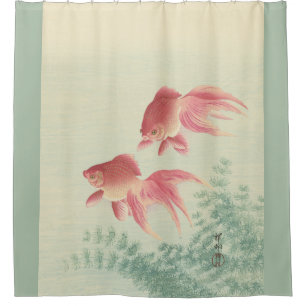 Goldfish Vintage Japanese Woodblock Print Shower Curtain