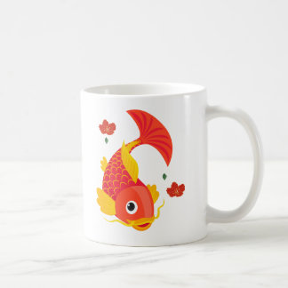 Goldfish with flowing fins and red blossoms Coffee Mug