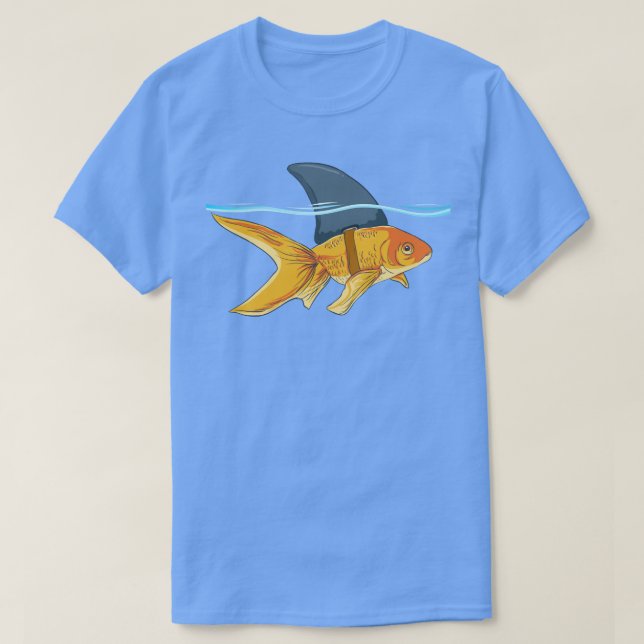 Goldfish with Shark Fin Funny Fish Gift  T-Shirt (Design Front)
