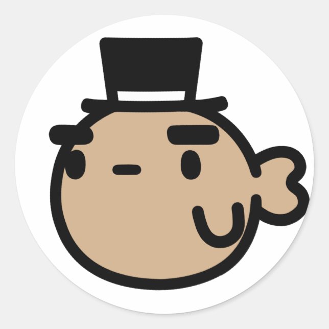 Goldfish With Top Hat Classic Round Sticker (Front)