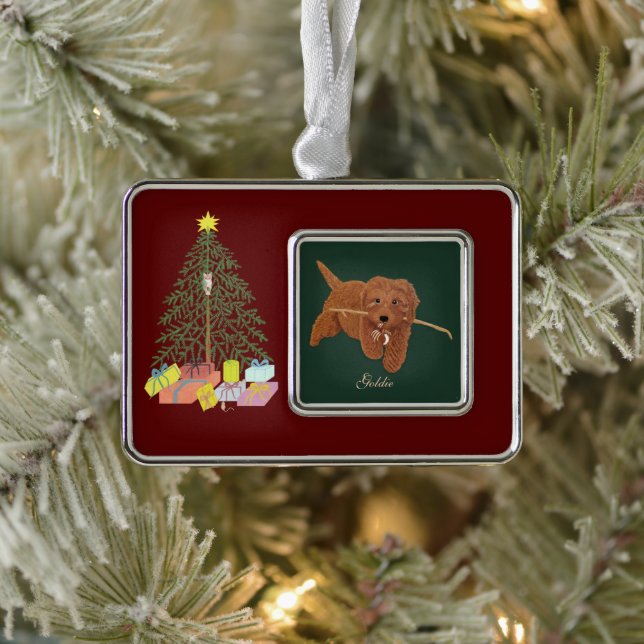 Goldie Doodle Christmas Tree Framed Ornament (Tree)