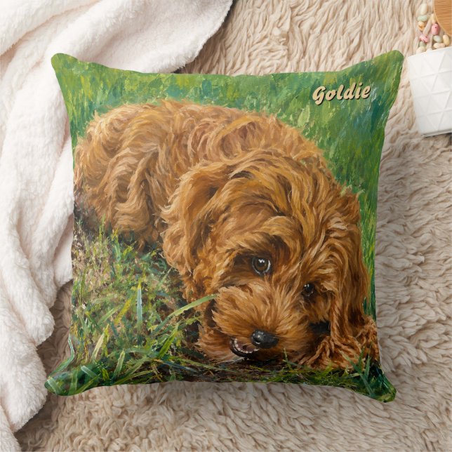Goldie Doodle Large Throw Pillow (Blanket)
