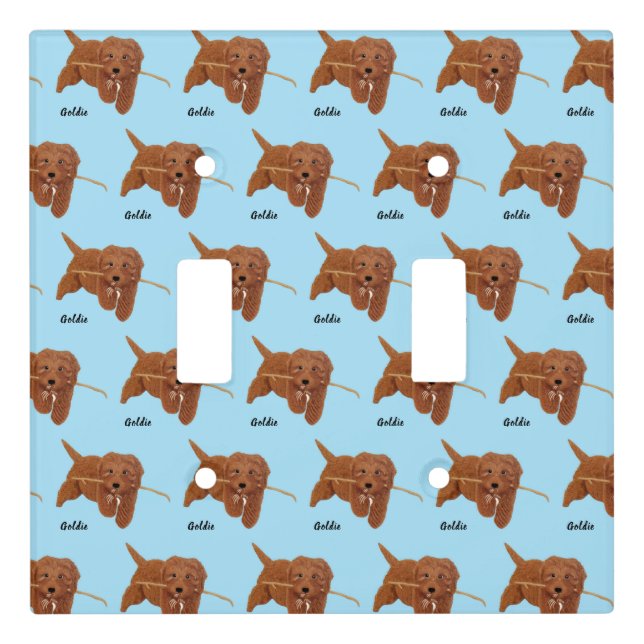 Goldie Golden Doodle Blue Light Switch Cover (Front)