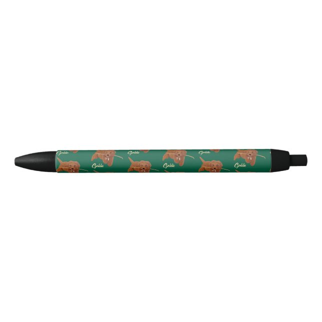 Goldie Golden Doodle Green Pen (Front)
