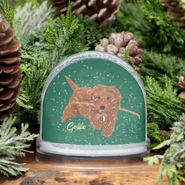 Goldie Golden Doodle Snow Globe (Winter)