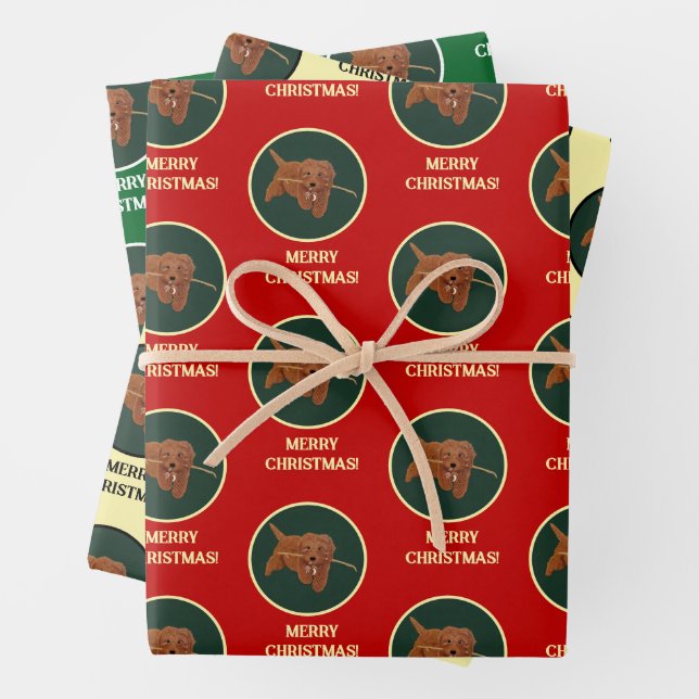 Goldie Golden Doodle Wrapping Paper Sheets (In situ)