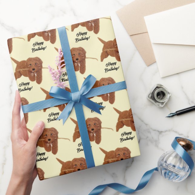 Goldie Golden Doodle Yellow Wrapping Paper (Gifting)