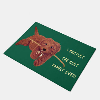 Goldie Golden Guard Dog Green Doormat
