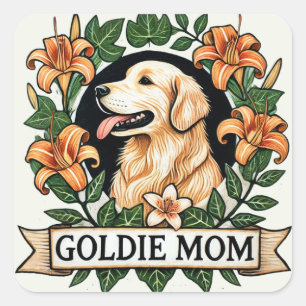 Goldie Mom Golden Retriever Dog Moms               Square Sticker