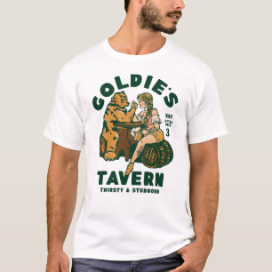 Goldie's Tavern Woman Arm Wrestling Bear Gift T-Shirt