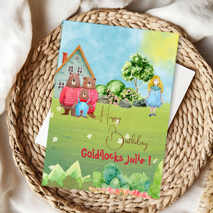 Goldilocks and Bears Happy Birthday Card