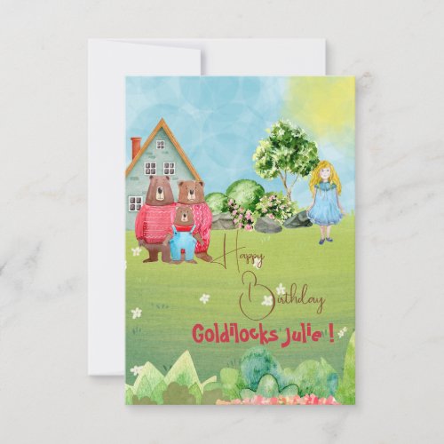 Goldilocks and  Bears Happy Birthday Card