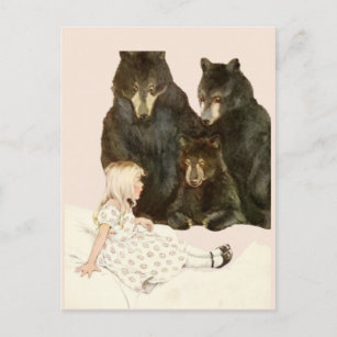 Goldilocks & the 3 Bears Vintage Illustrations  Postcard