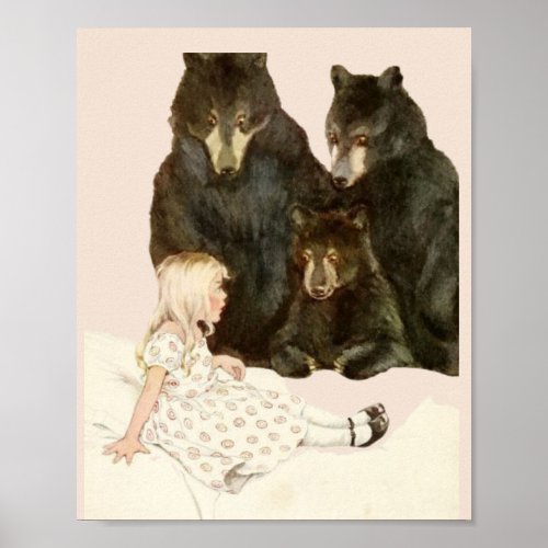Goldilocks  the 3 Bears Vintage Illustrations Poster