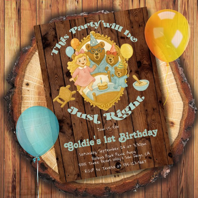 Goldilocks & the Three Bears Birthday Party Invitation (Creator Uploaded)