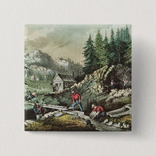 Goldmining in California, 1871 Button