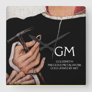 GOLDSMITH,PRECIOUS METALWORKER,GOLD JEWELRY ART SQUARE WALL CLOCK