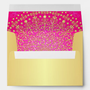 Goldtone and Pink Scrolls A7 Envelope for 5x7s