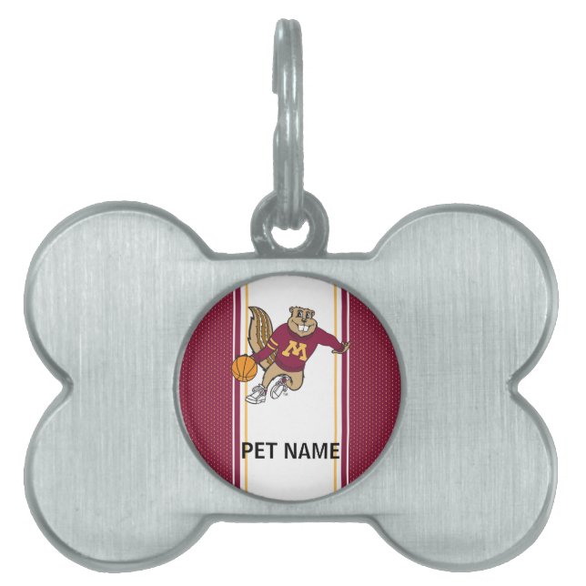 Goldy Gopher Basketball Pet Tag (Front)