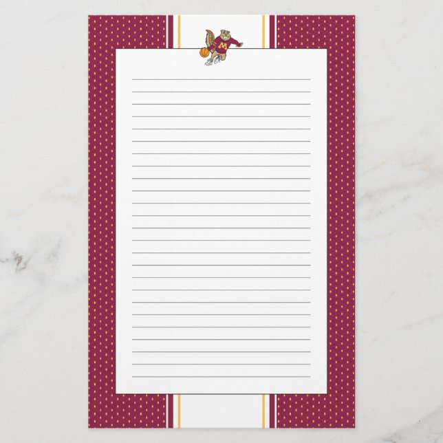 Goldy Gopher Basketball Stationery (Front)