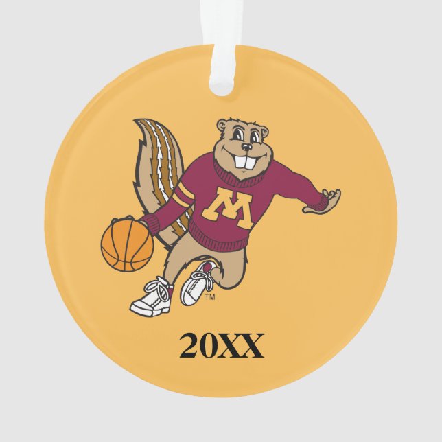 Goldy Gopher Basketball with Year Ornament (Back)