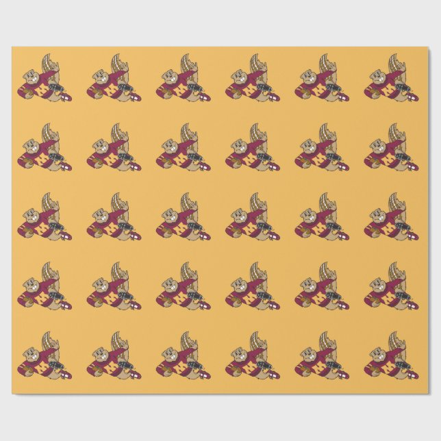 Goldy Gopher Football - Heisman Pose Wrapping Paper (Flat)