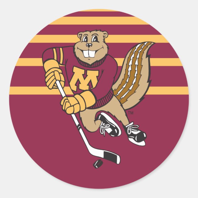 Goldy Gopher Hockey Classic Round Sticker (Front)