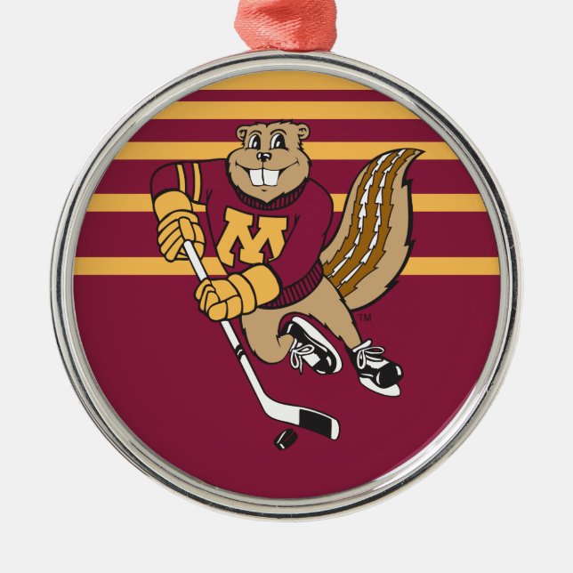 Goldy Gopher Hockey Metal Ornament (Front)