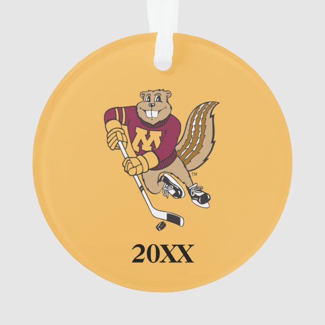 Goldy Gopher Hockey with Year Ornament (Back)