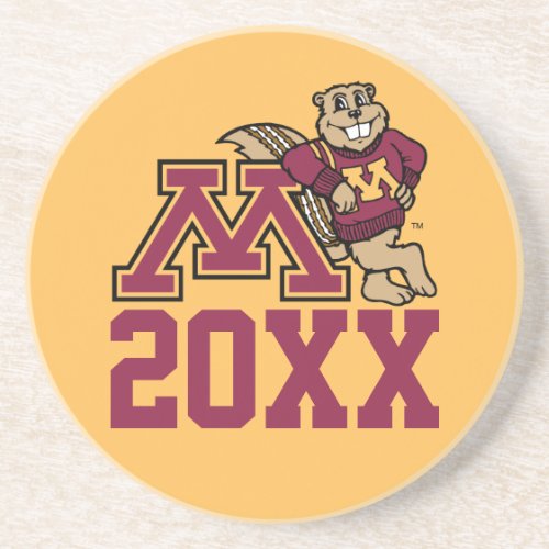Goldy Gopher M with Class Year Drink Coaster