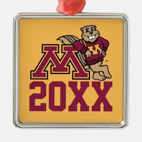 Goldy Gopher M with Class Year Metal Ornament