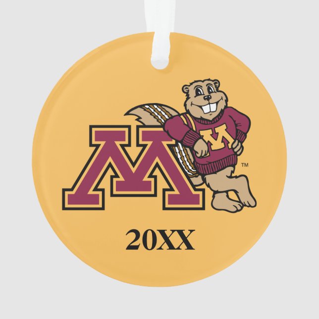 Goldy Gopher M with Class Year Ornament (Back)