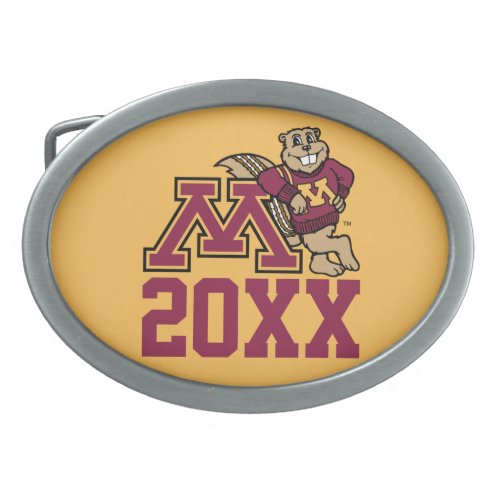 Goldy Gopher M with Class Year Oval Belt Buckle