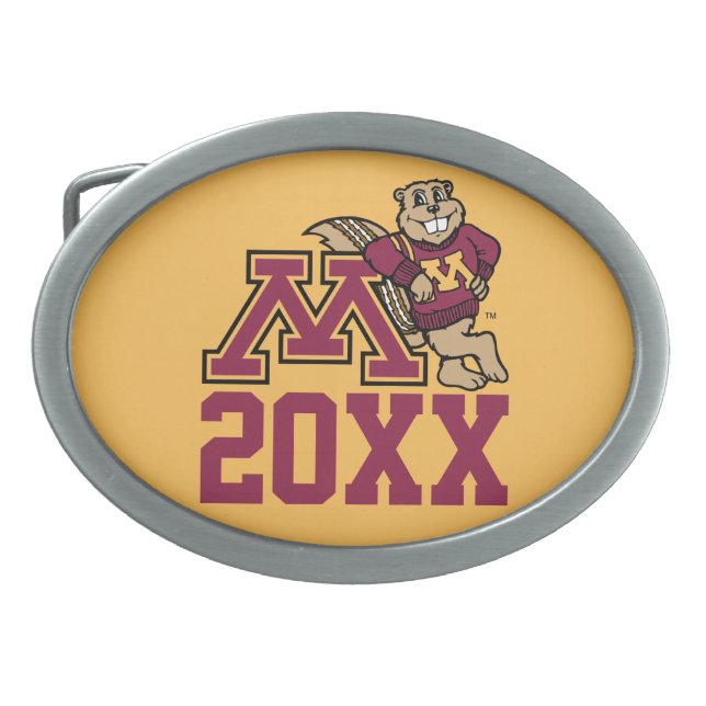 Goldy Gopher M with Class Year Oval Belt Buckle (Front)
