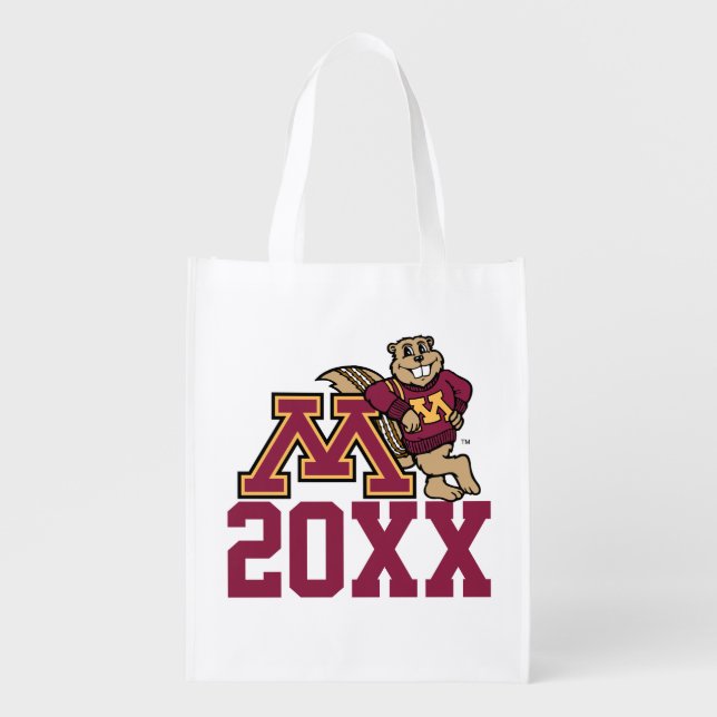 Goldy Gopher M with Class Year Reusable Grocery Bag (Front)