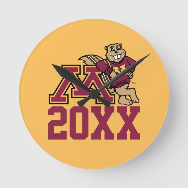 Goldy Gopher M with Class Year Round Clock (Front)