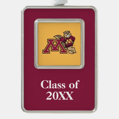 Goldy Gopher M with Class Year Silver Plated Framed Ornament