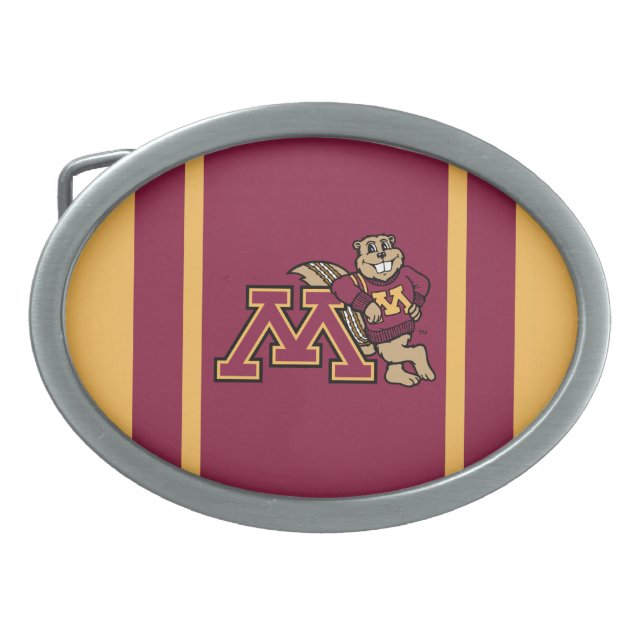 Goldy Gopher & Minnesota M Belt Buckle (Front)