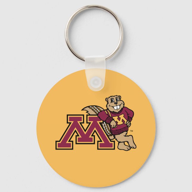 Goldy Gopher & Minnesota M Keychain (Front)
