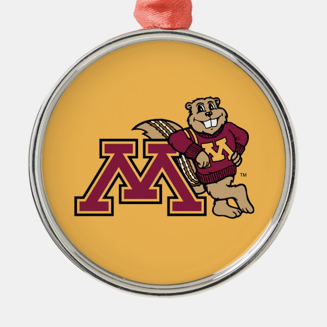 Goldy Gopher & Minnesota M Metal Ornament (Front)
