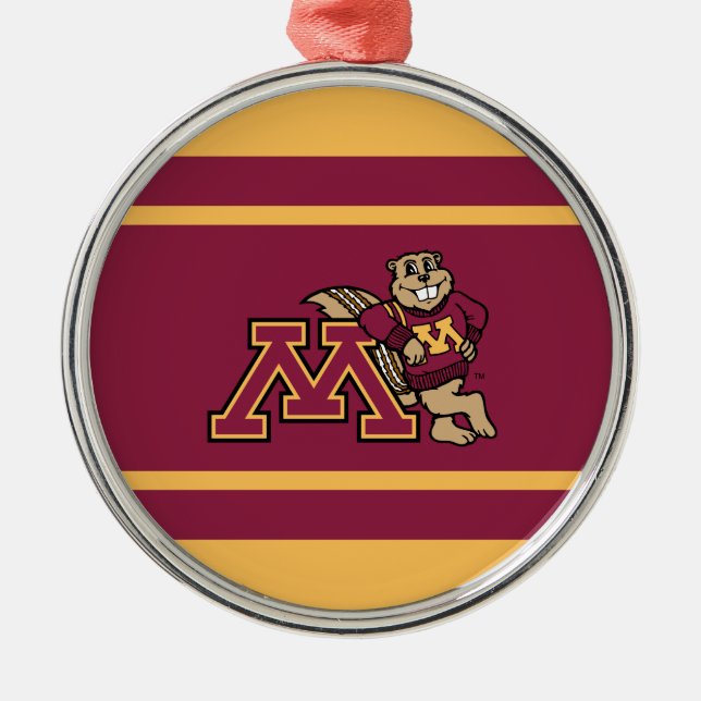 Goldy Gopher & Minnesota M Metal Ornament (Front)