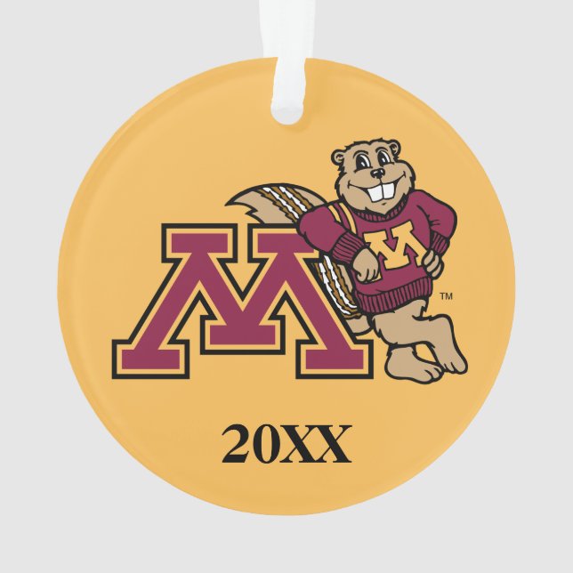 Goldy Gopher & Minnesota M Ornament (Back)