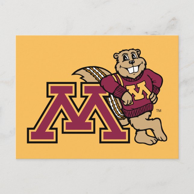 Goldy Gopher & Minnesota M Postcard (Front)