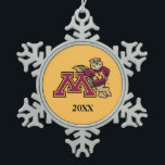 Goldy Gopher & Minnesota M Snowflake Pewter Christmas Ornament<br><div class="desc">Show off your University of Minnesota athletics pride! Get your Goldy the Gopher gear here. Personalize your own Minnesota merchandise on Zazzle.com with your name or class year. Try adding text using various fonts & view a preview of your design!</div>