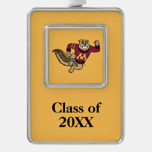 Goldy Gopher with Class Year Silver Plated Framed Ornament
