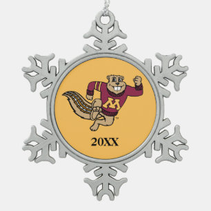 Goldy Gopher with Class Year Snowflake Pewter Christmas Ornament