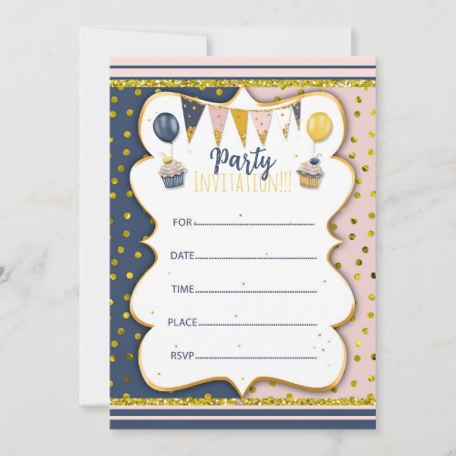 Goldy Party invitation to write by hand 
